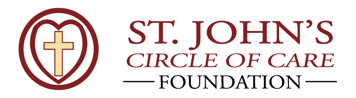 Logo of St. John's Circle of Care Foundation with a heart and cross symbol.