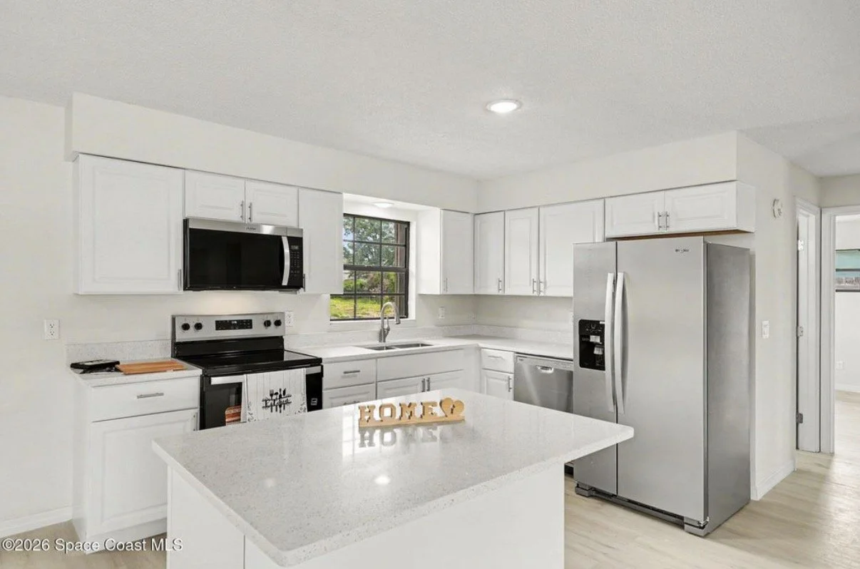 Shared kitchen at the Fountainhead House sober living home in Melbourne, Florida