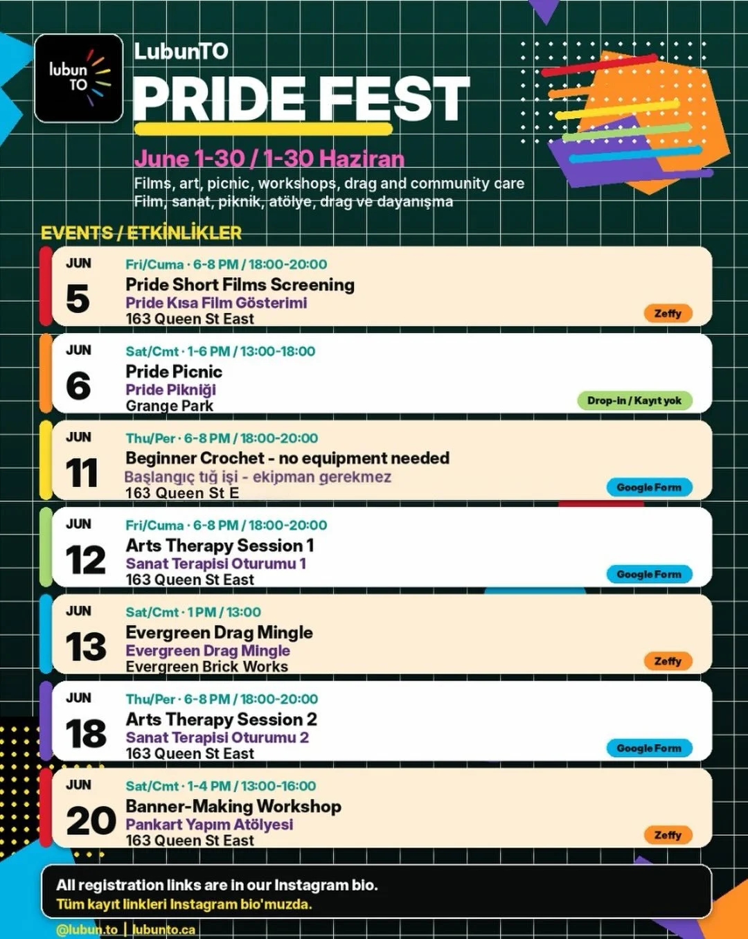 HAPPY PRIDE MONTH! 

JOIN US for LubunTO Pride Fest II 2026. Some events need Zeffy registration. Please find the links on our bio!
