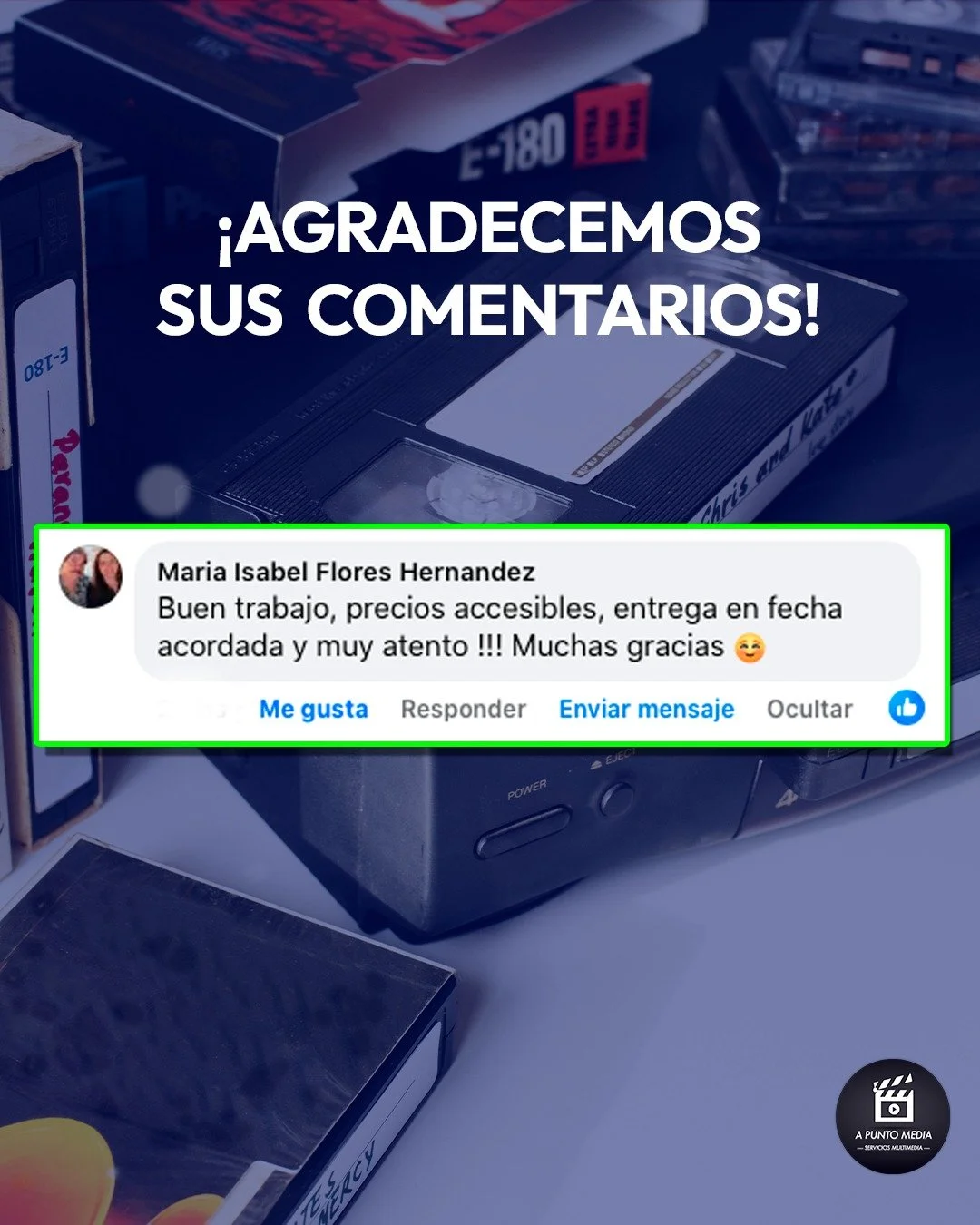 𝐆𝐫𝐚𝐜𝐢𝐚𝐬 𝐩𝐨𝐫 𝐬𝐮 𝐜𝐨𝐧𝐟𝐢𝐚𝐧𝐳𝐚, &iexcl;𝐍𝐨𝐬 𝐦𝐨𝐭𝐢𝐯𝐚 𝐦𝐮𝐜𝐡𝐨 𝐬𝐞𝐠𝐮𝐢𝐫 𝐦𝐞𝐣𝐨𝐫𝐚𝐧𝐝𝐨!

Sabemos lo importante que es volver a ver momentos especiales de tu vida que guardaste en un VHS, Betamax o DVD.

Agradecemos a nue