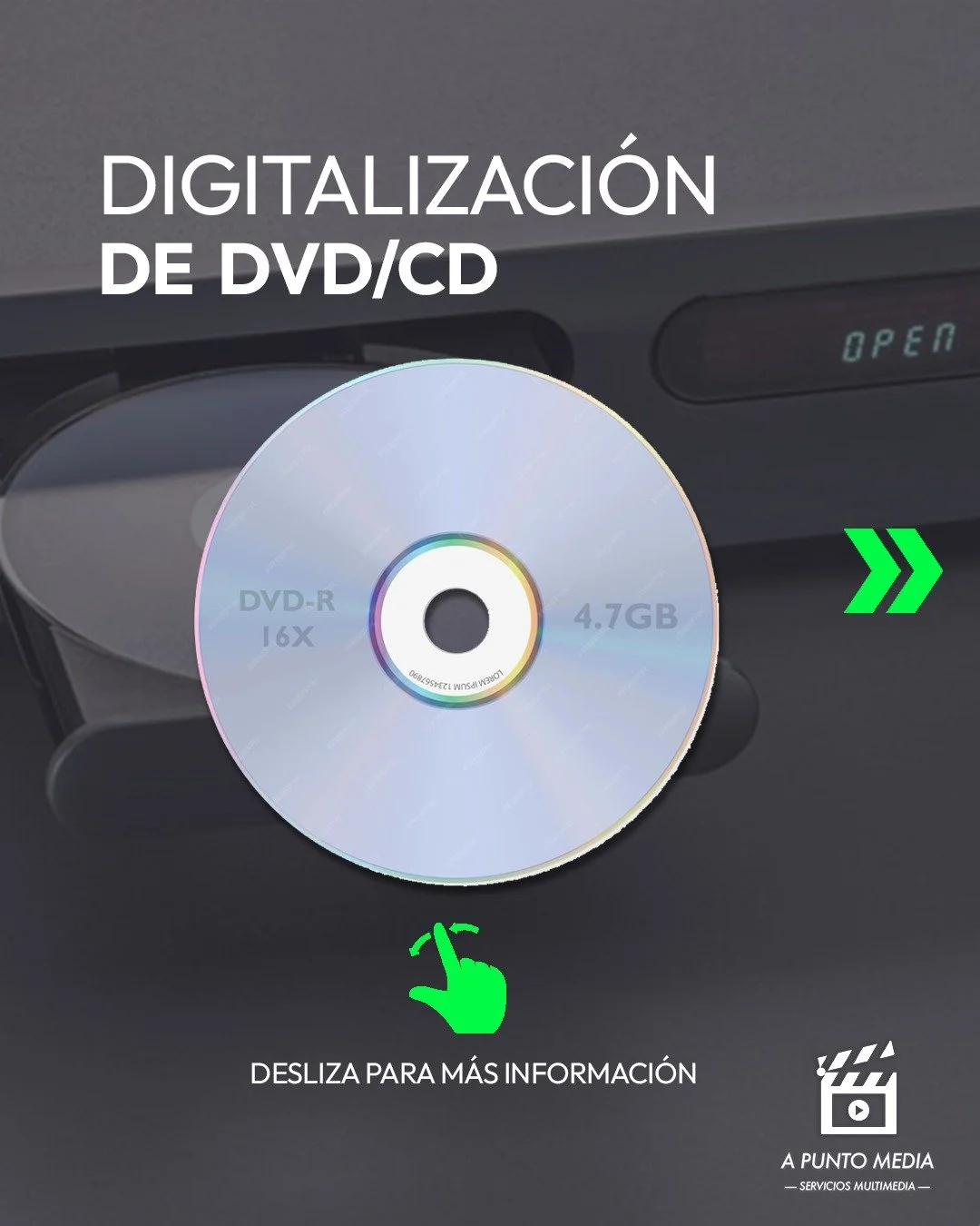 🕰️ 𝗗𝗮𝗹𝗲 𝘂𝗻𝗮 𝘀𝗲𝗴𝘂𝗻𝗱𝗮 𝘃𝗶𝗱𝗮 𝗮 𝘁𝘂𝘀 𝗽𝗲𝗹𝗶́𝗰𝘂𝗹𝗮𝘀 𝘆 𝗺𝘂́𝘀𝗶𝗰𝗮! 🎥🎵

Desempolva esos DVDs y CDs y &iexcl;revive la magia de tus historias y melod&iacute;as favoritas! 🌟

Ofrecemos dos maneras f&aacute;ciles de recibir tu