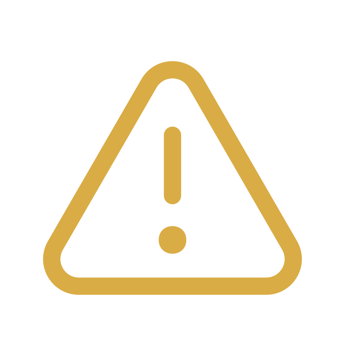 Golden warning triangle icon with an exclamation mark inside.