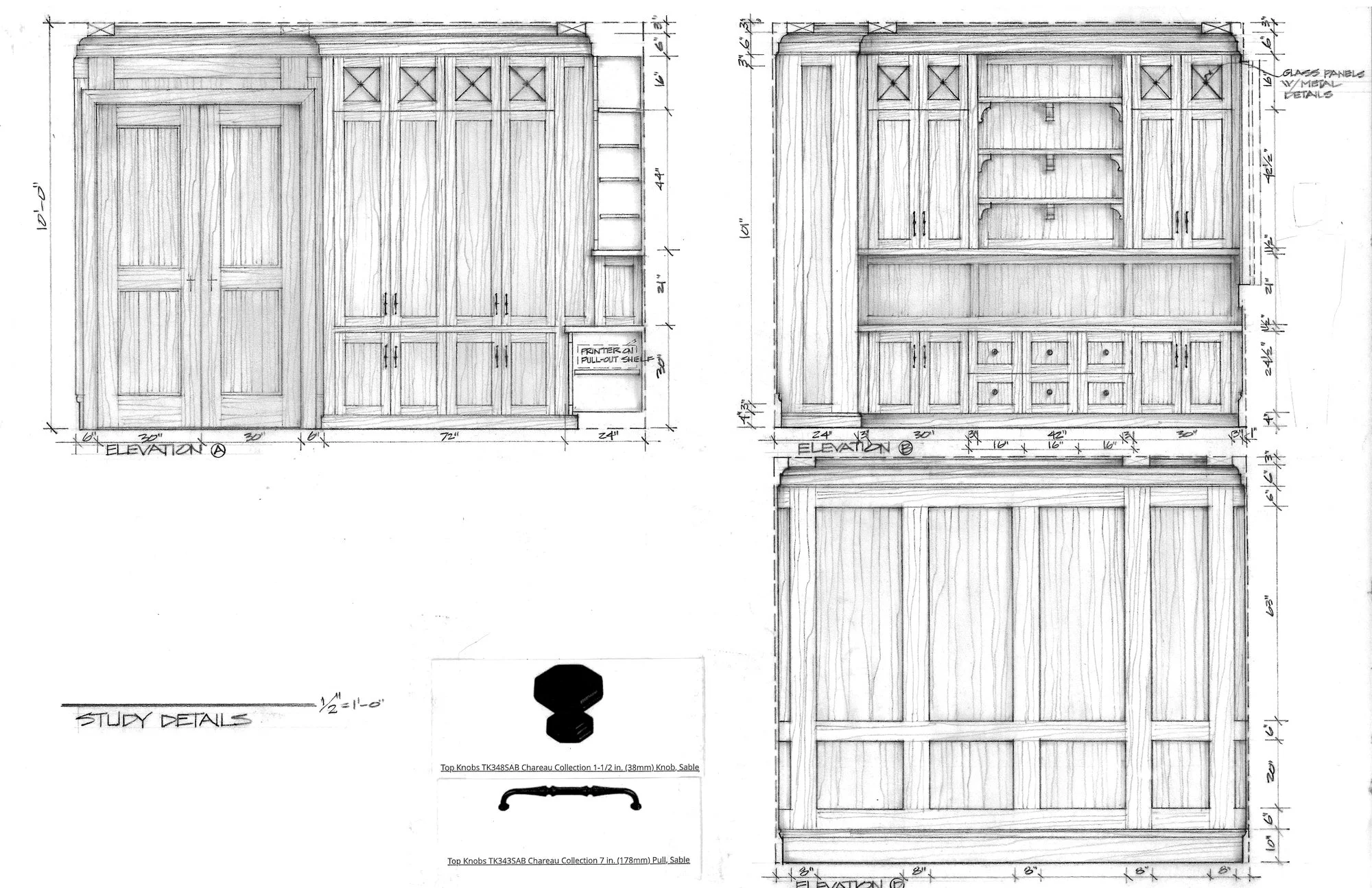 Study Cabinetry Detail Rendering