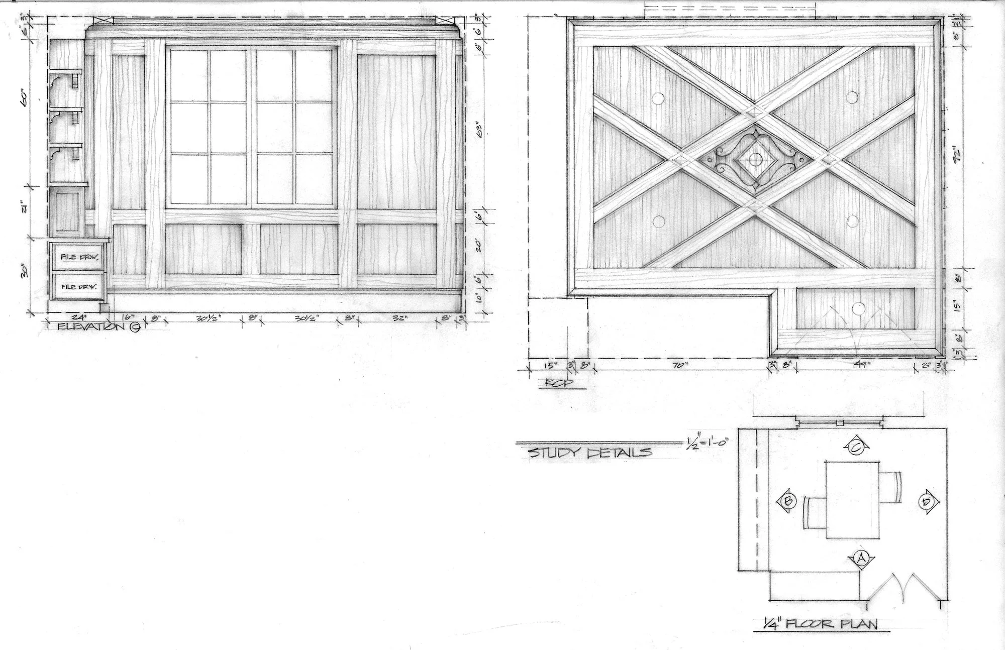 Study Ceiling and Cabinetry Rendering