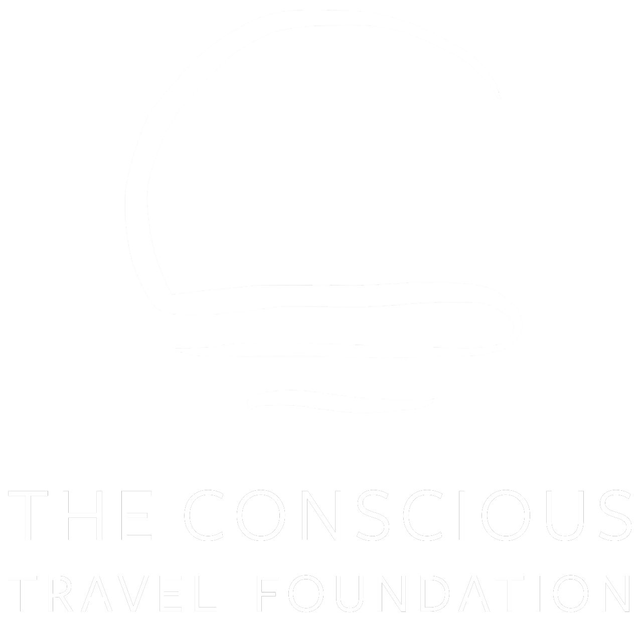 Black background with a white outline of a hat, and the text "The Conscious Travel Foundation" below.