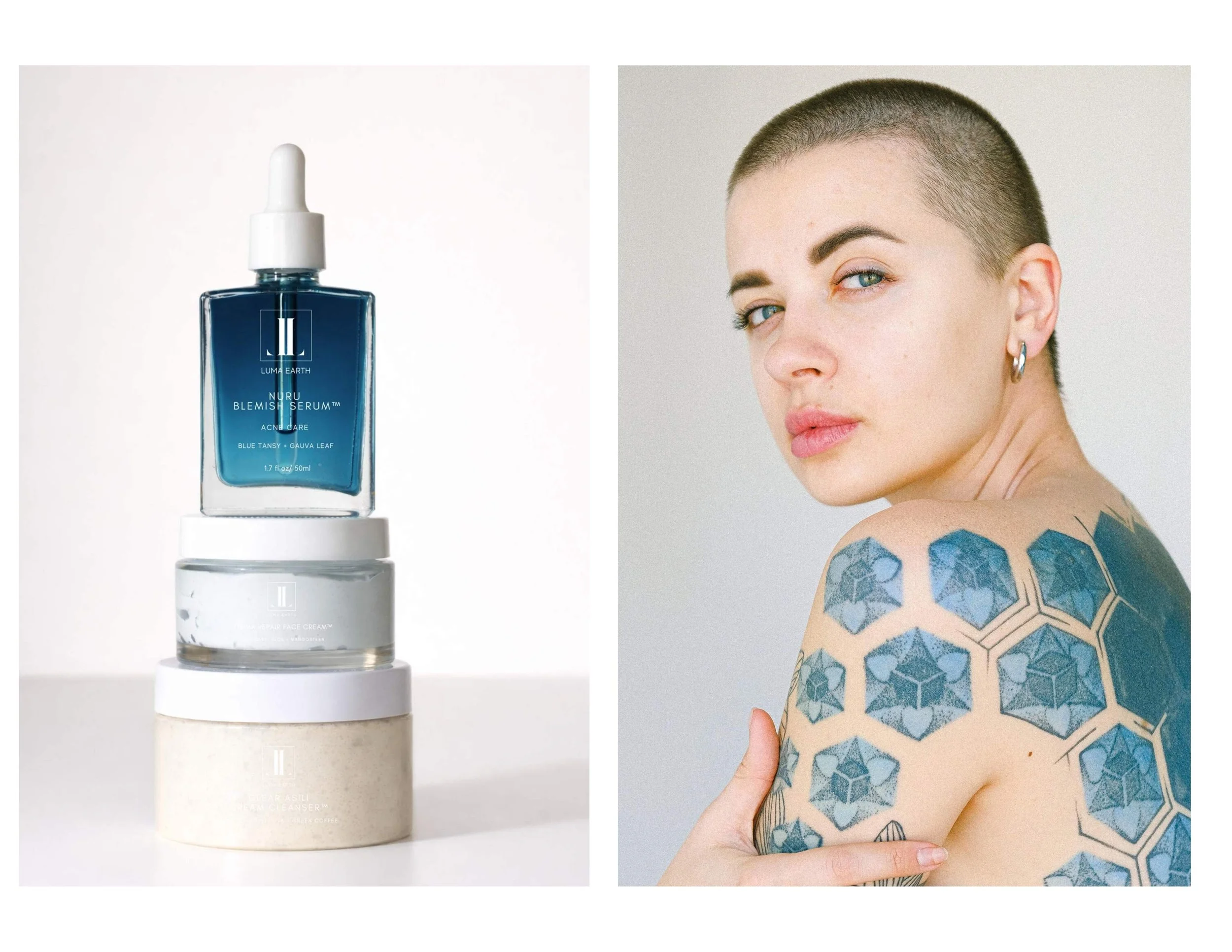 blue tansy face oil texture on skin close up