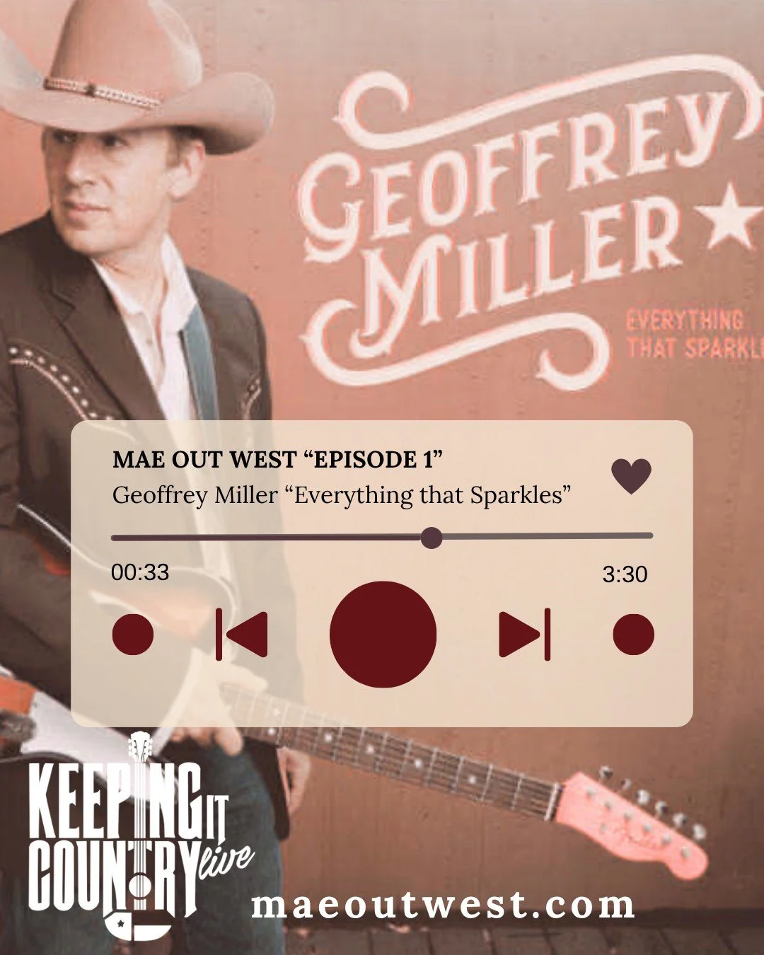 🎃 Halloween Do-Over 🎃
Featured Artist @geoffrey_miller_music spotlight episode re-airs TONIGHT.
Wanna listen now?
 Visit: www.MaeOutWest.com
Learn about Geoffrey Miller https://geoffreymillermusic.com/
Listen live tonight: Keepingitcountrylive.com

