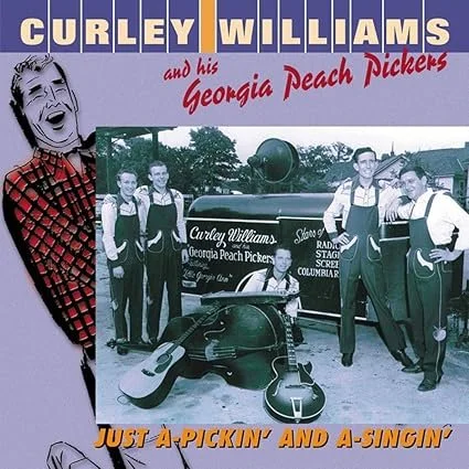 Purple colorful album cover for curley williams "Just a Pickin' and a Singing'