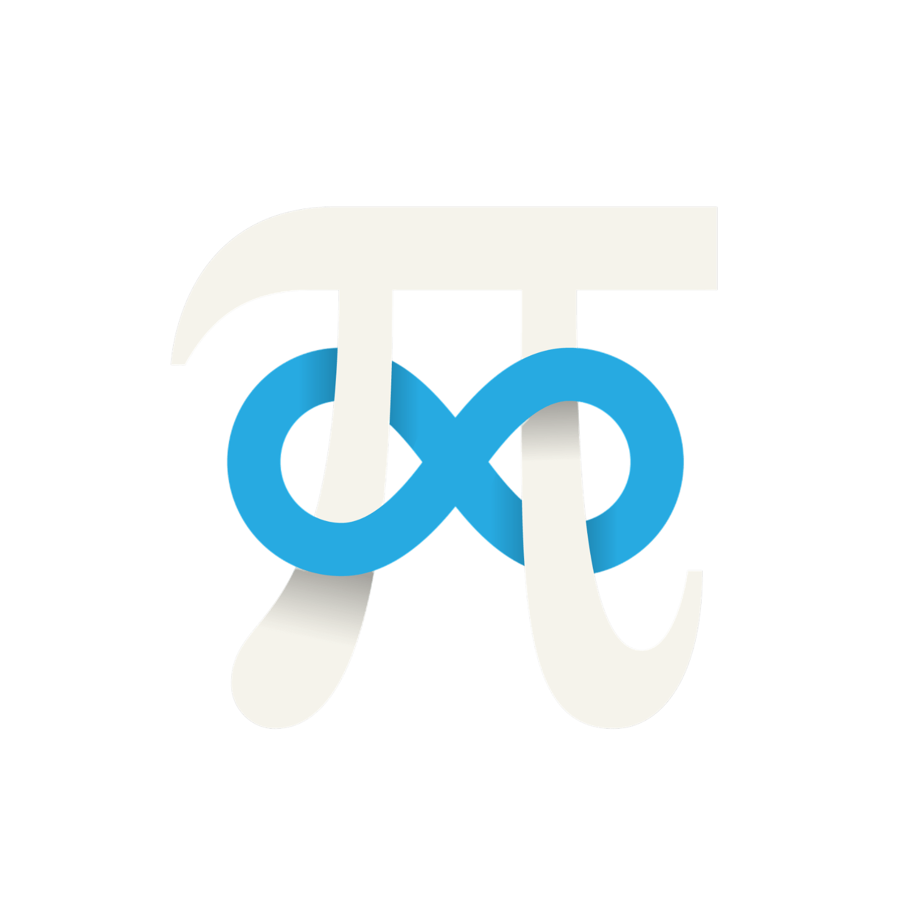 Mathematical symbols for Pi and infinity intertwined, with Pi in white and infinity in blue.