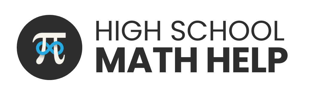 Logo for High School Math Help featuring a black circle with a pi symbol in white and blue, next to the words ‘High School Math Help’ in bold black text.