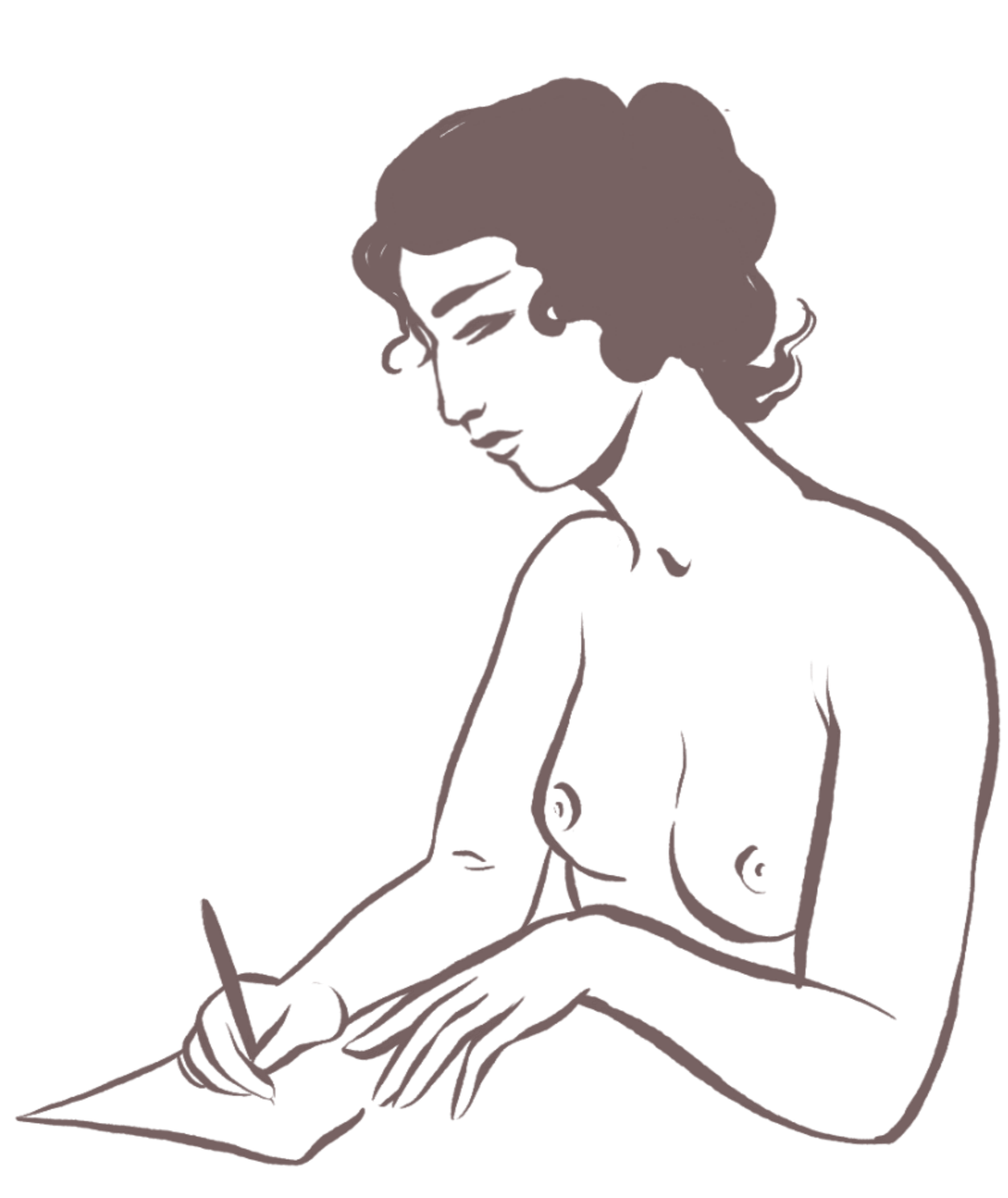 Figure Drawing of Woman Writing