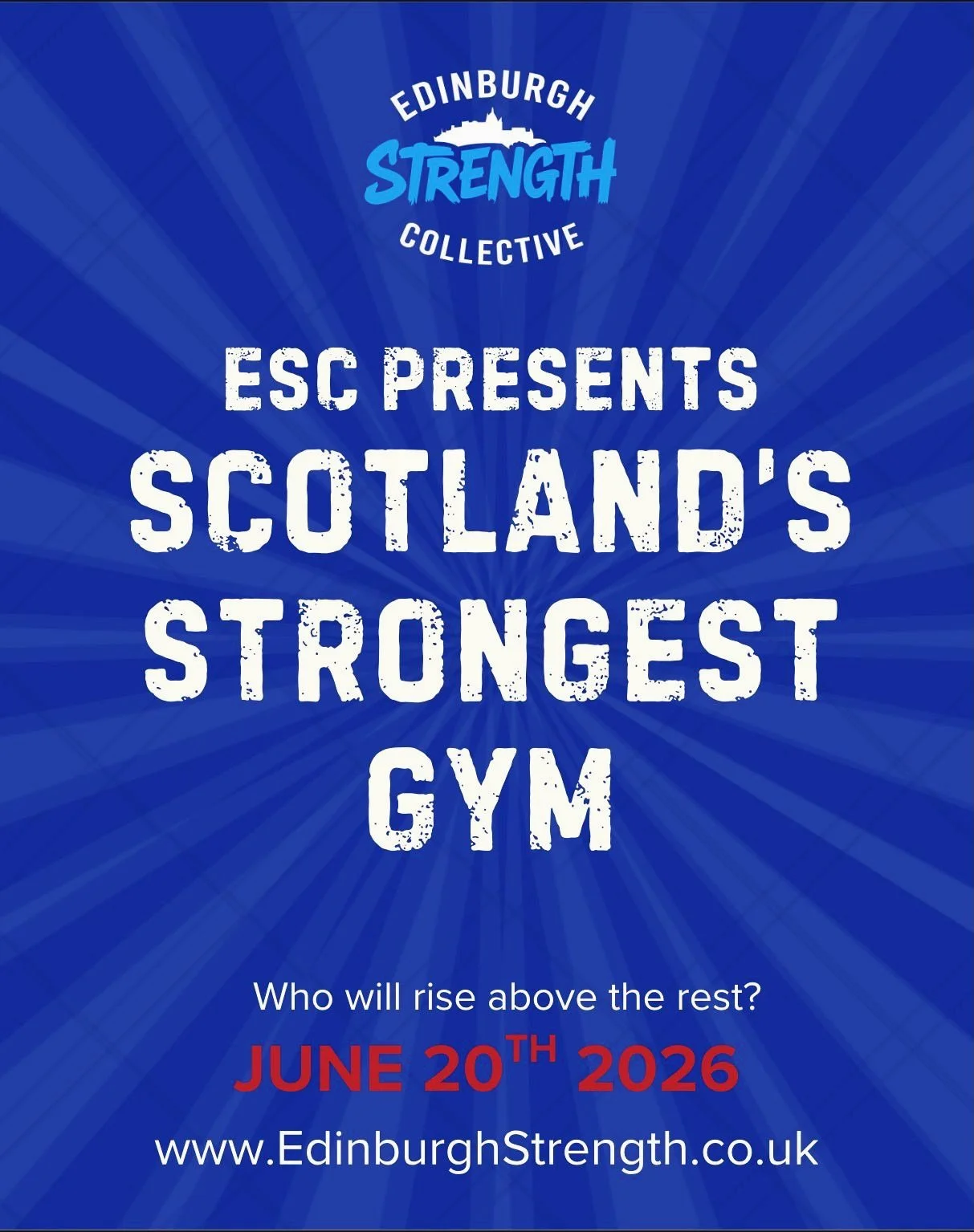Announcing the first ever inaugural Scotland&rsquo;s Strongest Gym competition! 

Gyms can put up as many teams as they like. 
Teams must comprise of 2x men and 2x women. 
5 events - 4 confirmed and 1 still TBC.

This is meant to be a fun events-styl