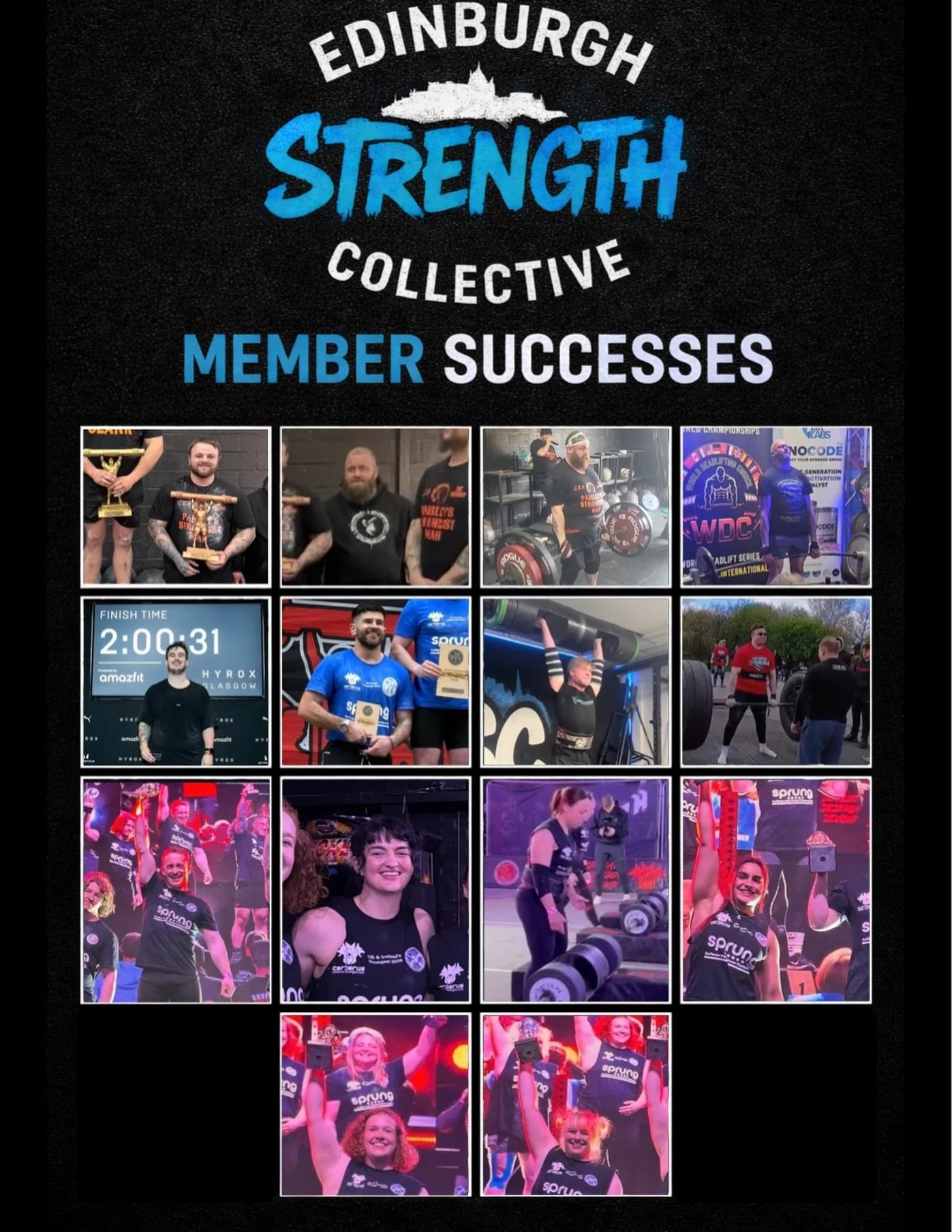Our ESC members have been busy over the last few weeks! And we couldn&rsquo;t be more proud! 

Massive congratulations to:
- @finlay.apex.forge (🥉), @the_realtaz37 and @__deeko__87 for competing at the Scottish Strongman League! 
- @daviepetersstren