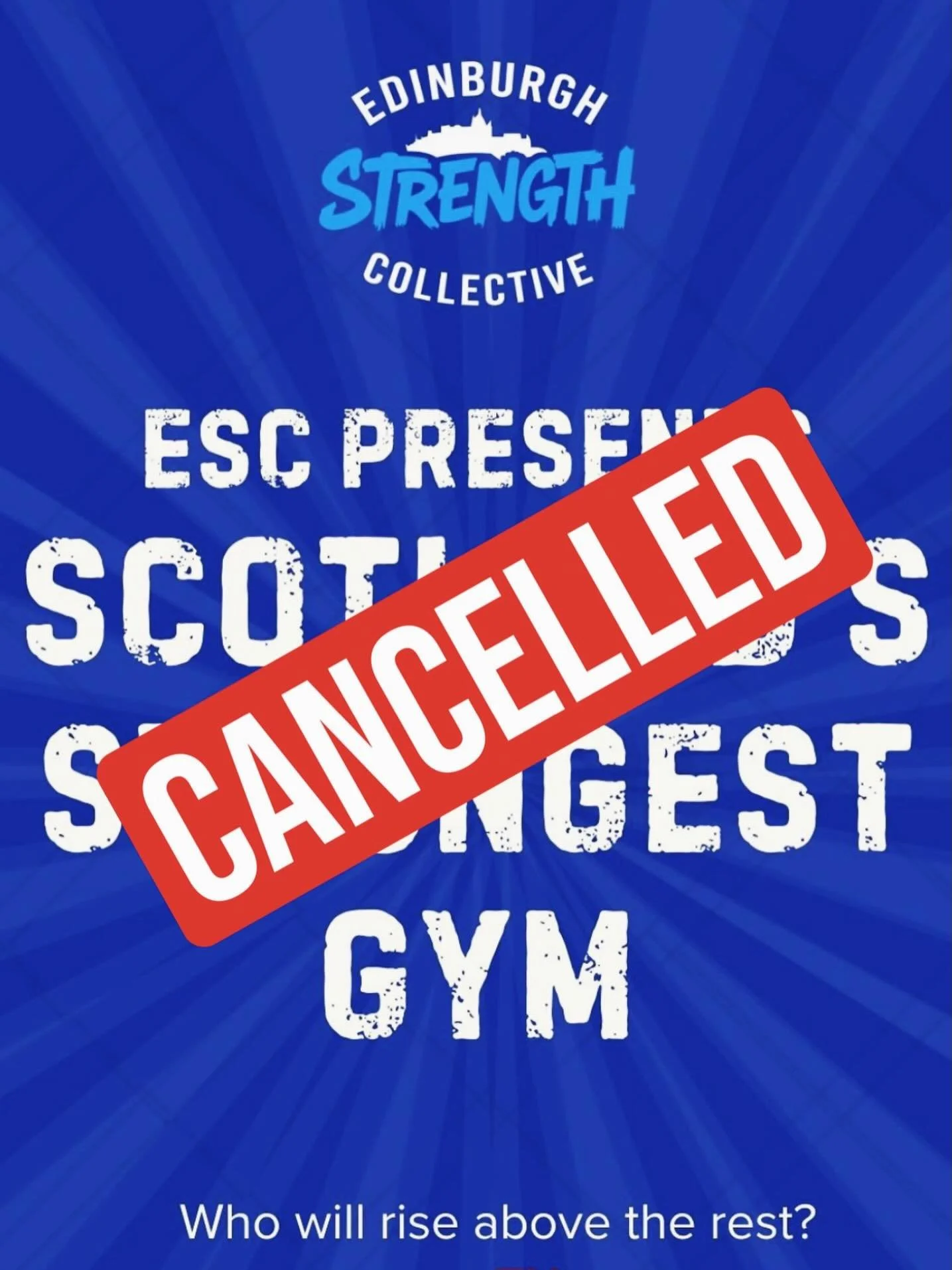 We&rsquo;re really sorry to announce that Scotland&rsquo;s Strongest Gym that was due to take place on 20th June has now been cancelled due to small entry numbers.

Maybe with some more planning we can bring it back next year! Thanks to everyone who 