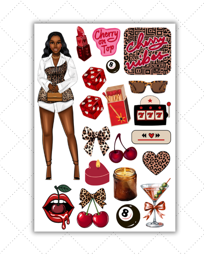 Black Girl Planner Stickers - Sexy Red Leopard Body