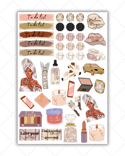 Black Girl Planner Stickers - Black Girl Sticker