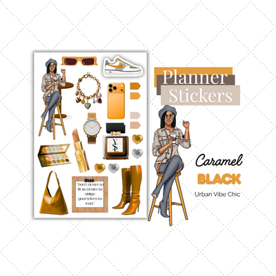 Yellow Luxury Lifestyle | Black Girl Stickers | Black Girl Planner Sticker