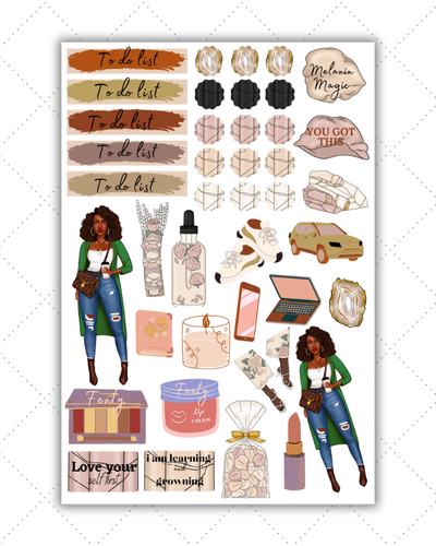 Black Girl Planner Stickers - Black Girl Stickers