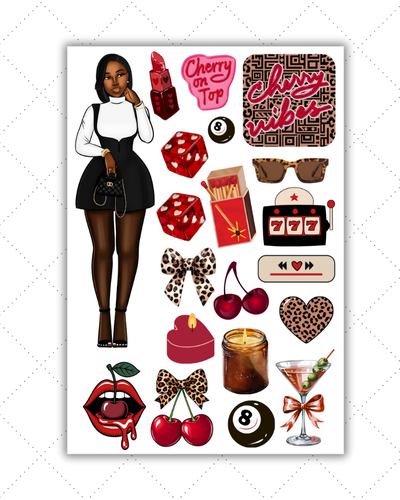 Black Girl Planner Stickers - Sexy Red OverAll Dress
