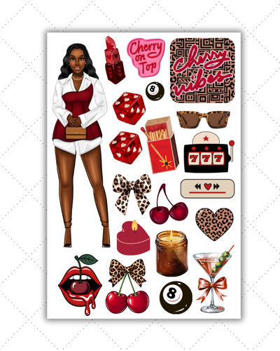 Black Girl Planner Stickers - Sexy Red Leopard Body