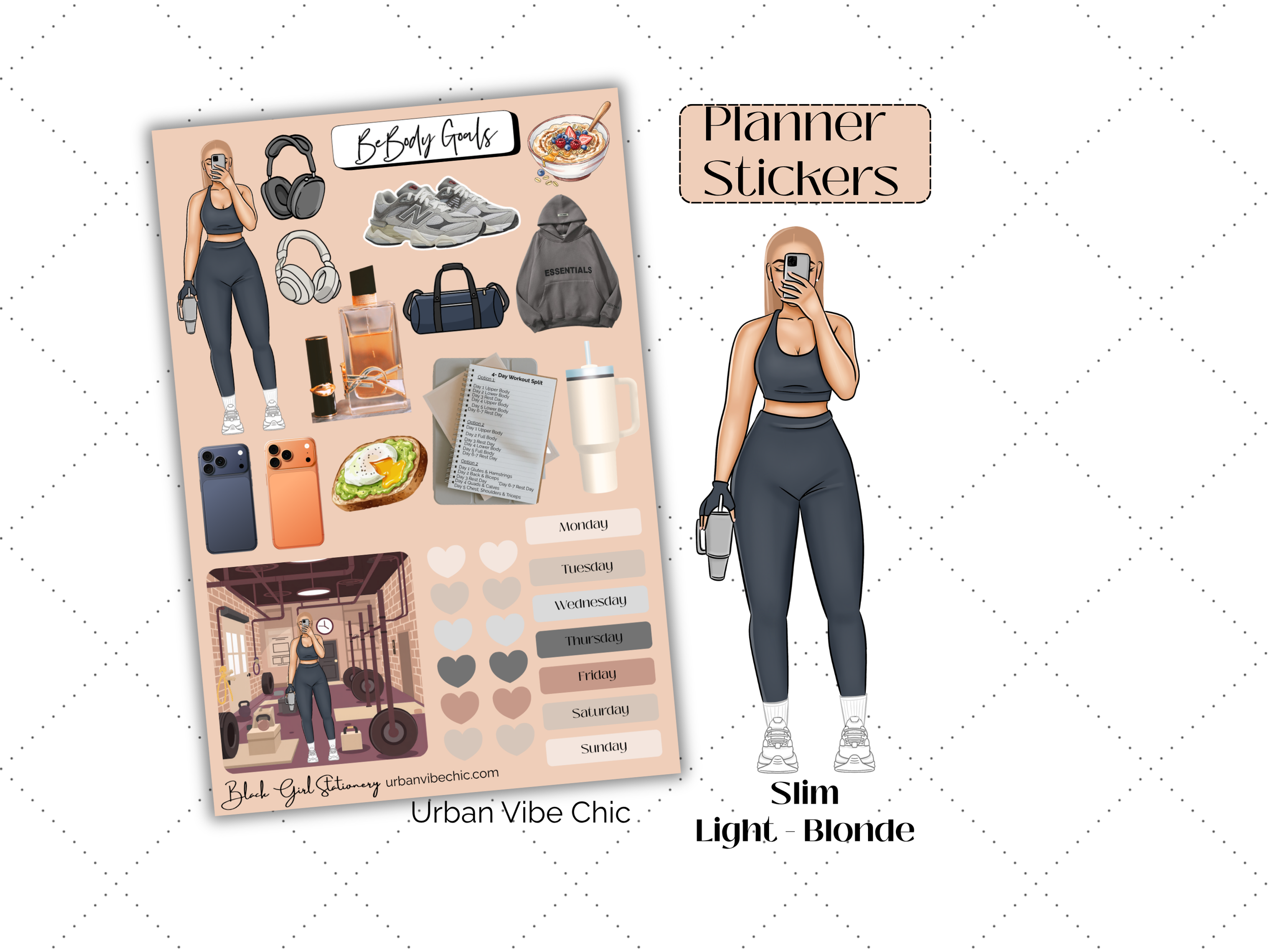 Black Girl Stickers, Black girl Planner, Fitness Stickers, Black Girl Stationery, Urban Vibe Chic