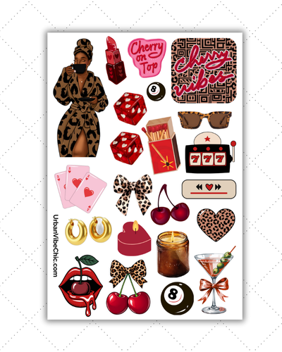 Black Girl Planner Stickers - Sexy Red Robe