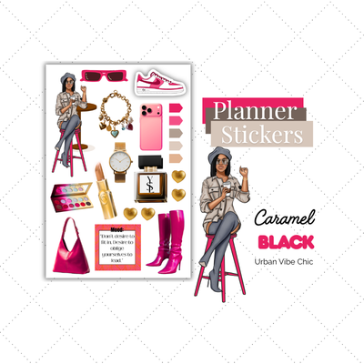 Pink Luxury Lifestyle | Black Girl Stickers | Black Girl Planner Sticker