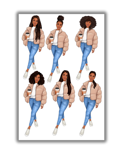 Ready to Ship | Black Girl Planner Stickers | Fast Ship - Clear Glossy