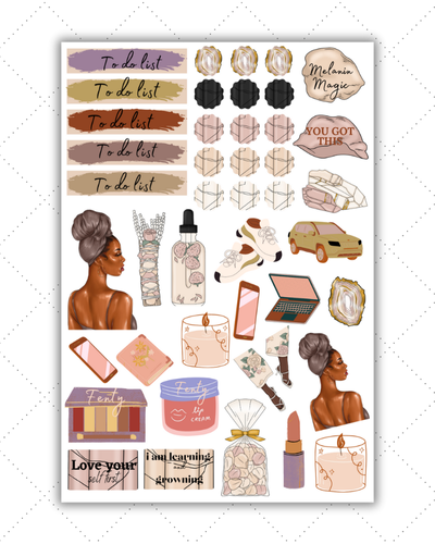 Black Girl Planner Stickers - Black Girl Sticker