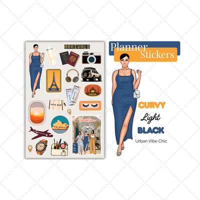 Black Gril Stickers | Pink Travel Planner Stickers