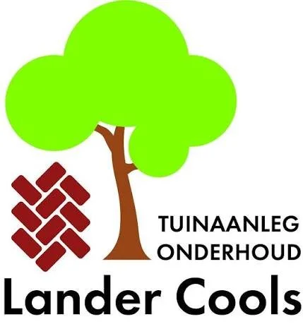 Logo van Lander Cools Tuinaanleg en Onderhoud met een boom en een gestileerde bloem of blad.