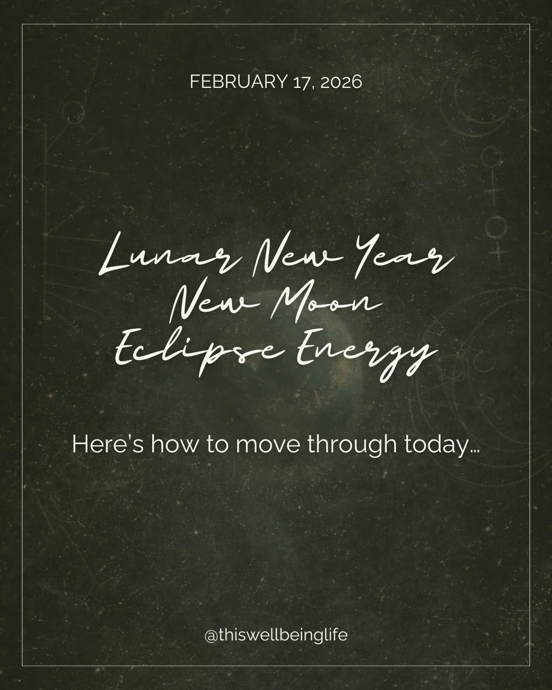 Random fact: the overlay in my images is my birth chart.

Ok&hellip; can we just pause for a second cuz Feb 17 is not your average random Tuesday.

Lunar New Year.
New Moon.
Eclipse energy in the mix.
Venus lining up with the North Node.
And sitting 