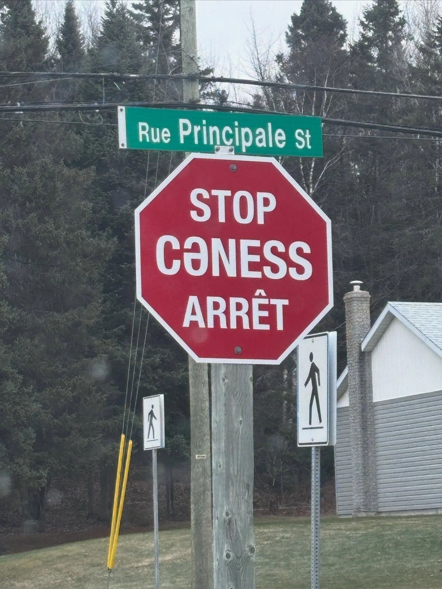 Trilingual with an Indigenous language (I believe Maliseet) in the largest print. Obviously symbolic justice is not enough. But it is also not nothing, and I am glad to see visual recognition of our diversity.