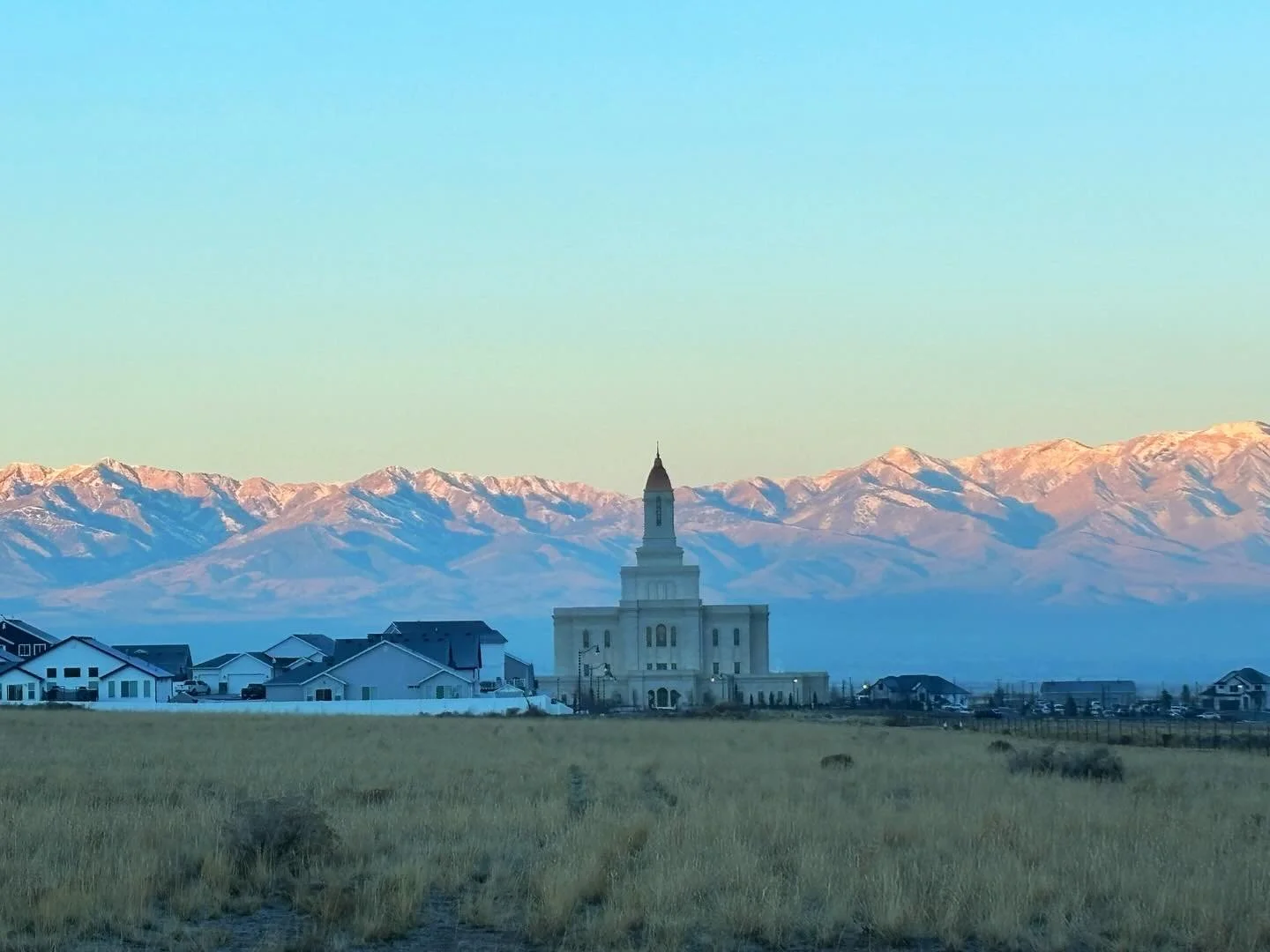 This is my best attempt to capture the essence of Utah in one shot. Sage brush, tract homes, a Mormon temple, snow-capped mountains.