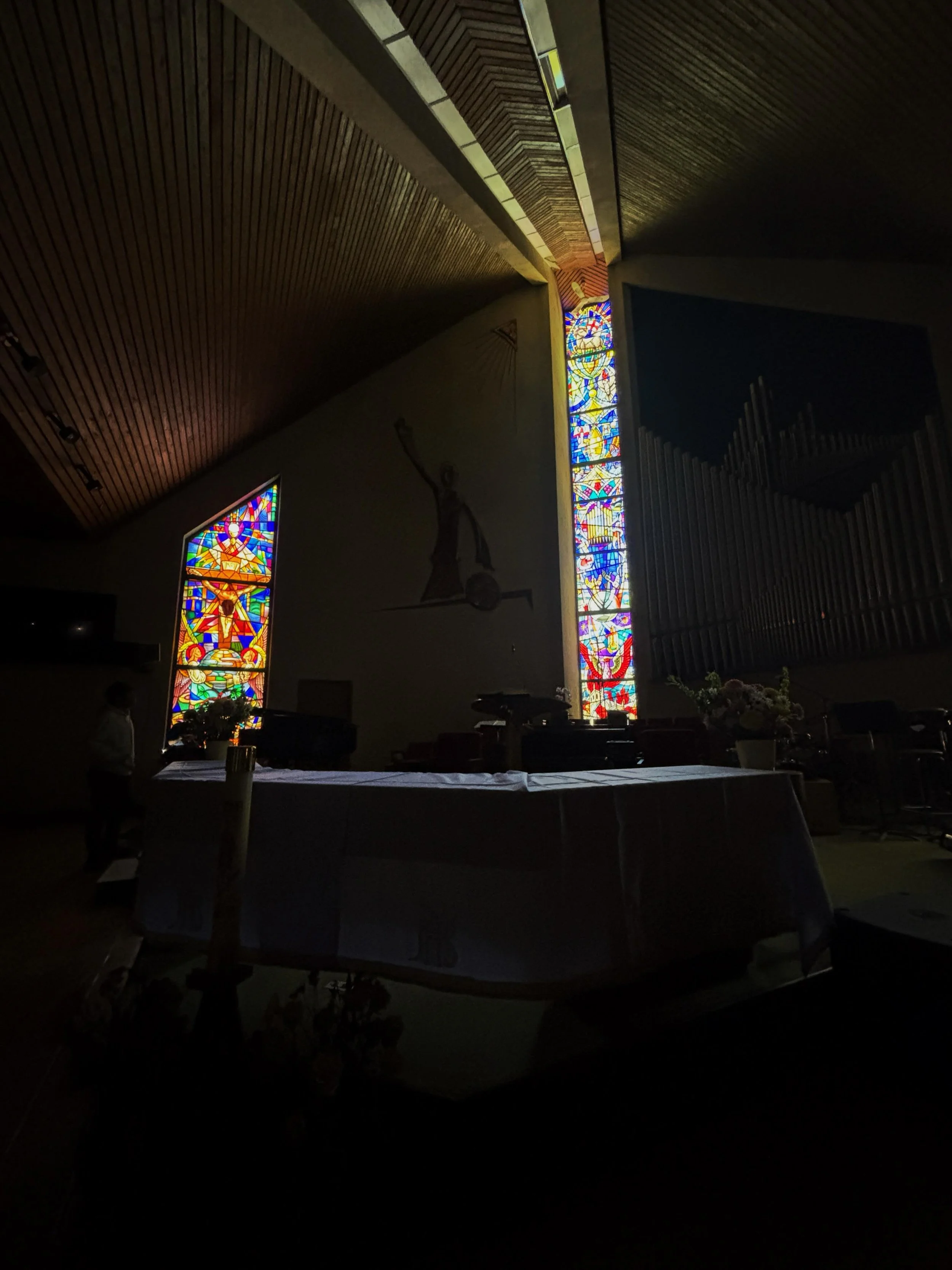Today after church during coffee hour the power in the whole neighbourhood went out, but it was a beautiful moment to let the stained glass windows do exactly what they were meant to do