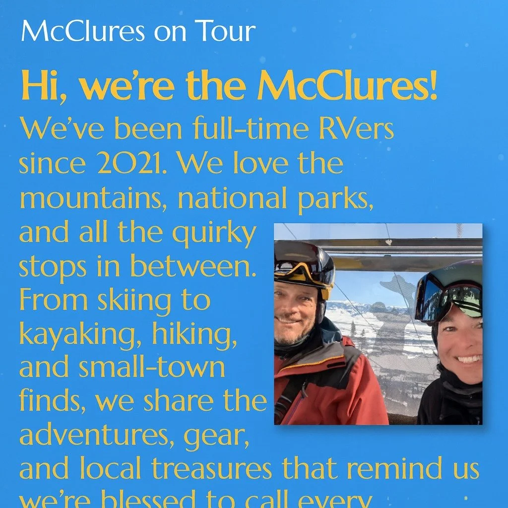 Guess what? We finally set up a website! 👉 McCluresOnTour.com
It took us nearly 5 years of full-time RV life &mdash; slow travel, snowy winters, quirky stops, and everything we love.

And we&rsquo;re officially Amazon Affiliates! When you&rsquo;re s