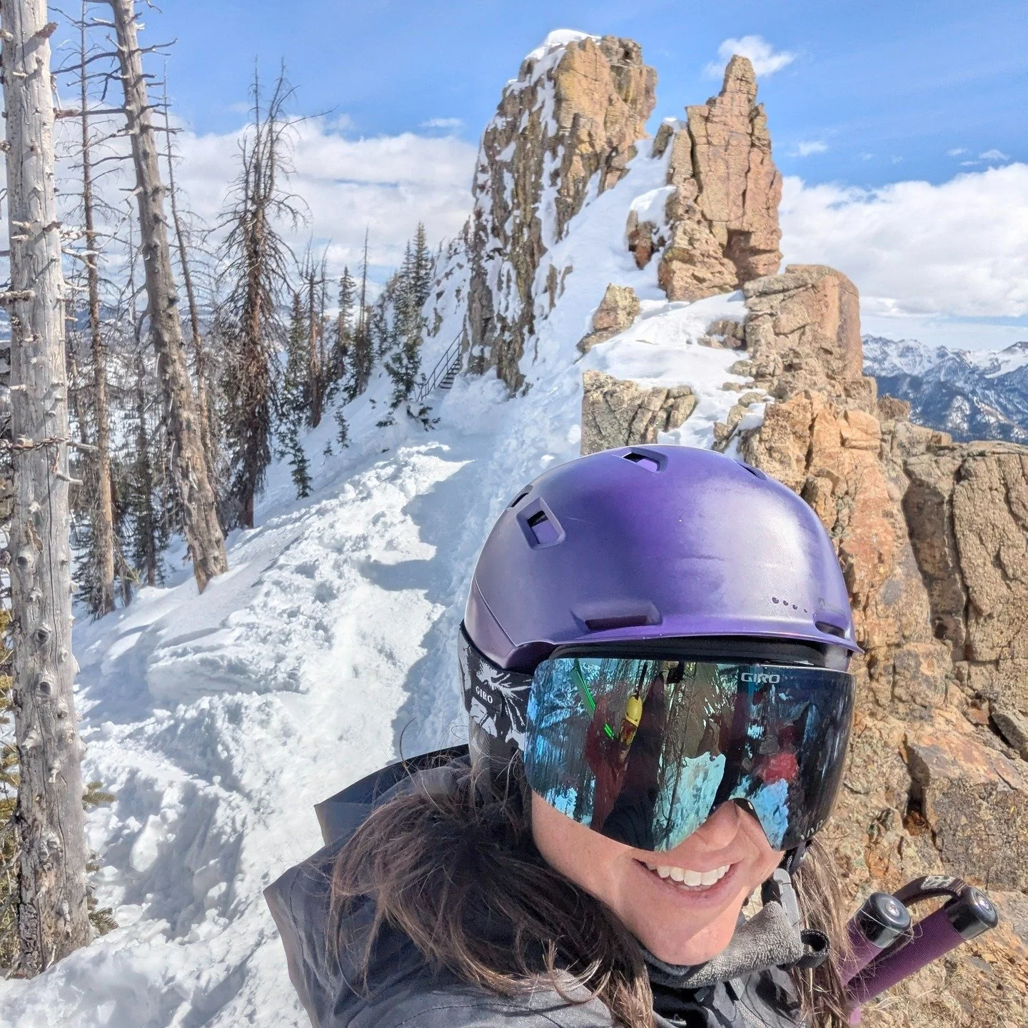 Our first snowcat ride - at Wolf Creek Ski Area

We rode up the Alberta Chair, then we hiked across Knife Ridge Staircase, then skied to the snowcat. It was a sunny, bluebird day!

From there, we rode the snowcat, hiked a bit more past Horseshoe Bowl