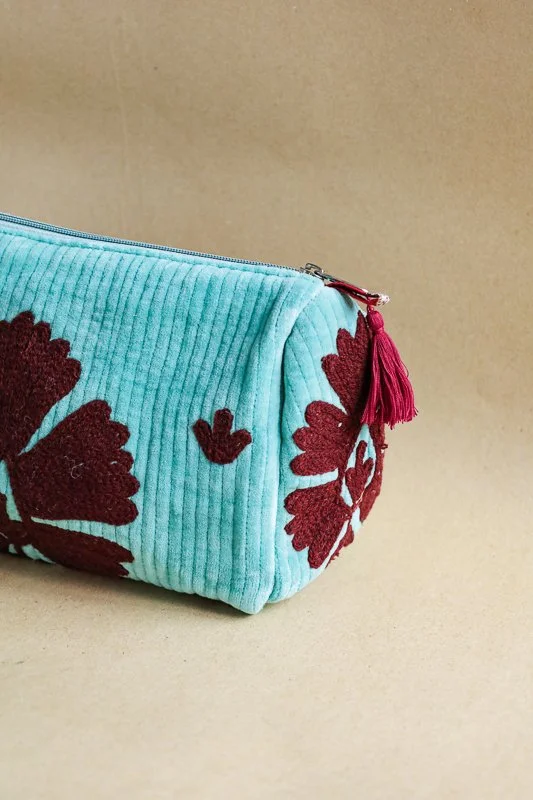 Pouch Jaipur Velvet Aqua