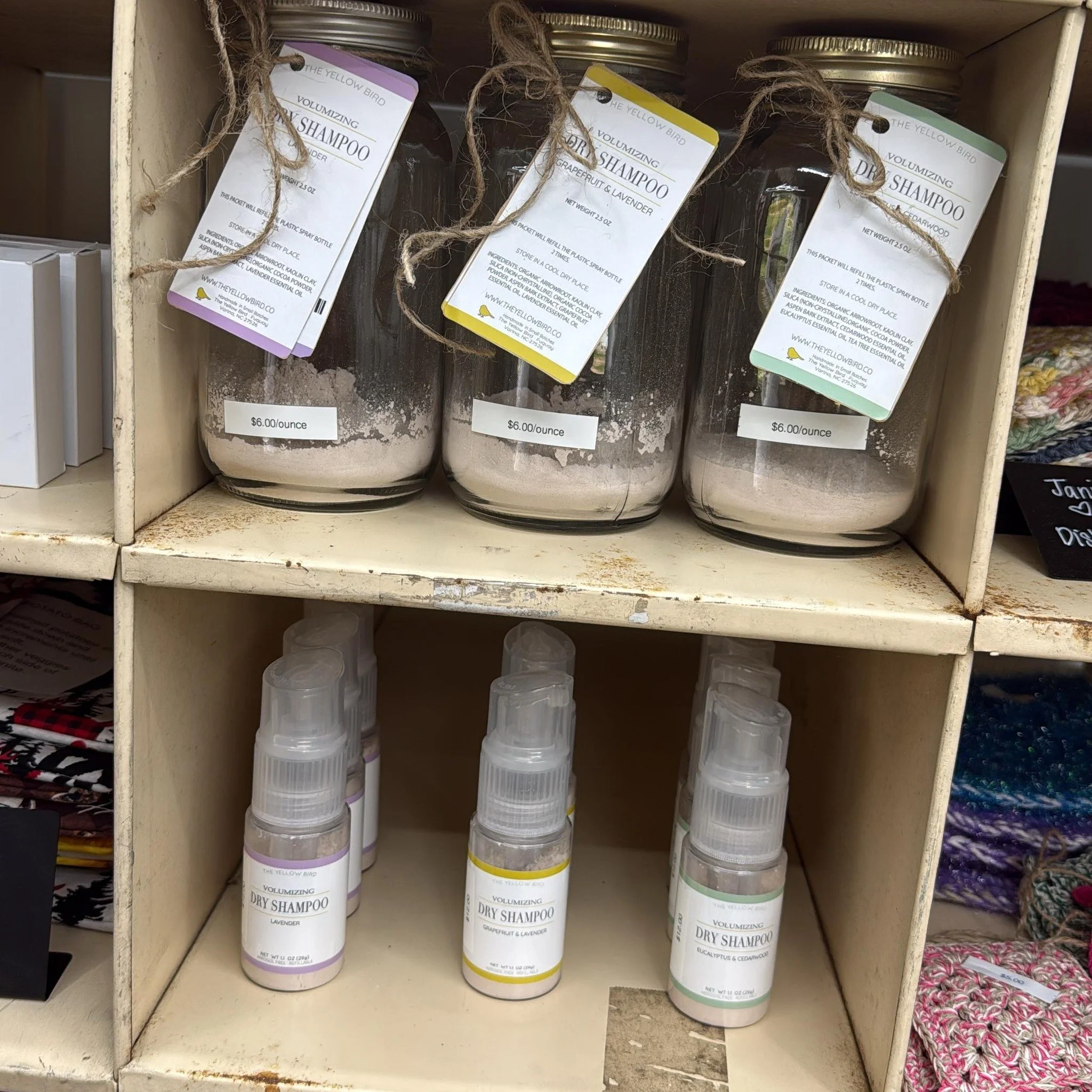 NEW PRODUCT ALERT:

Yellow Bird (non-aerosol) Dry Shampoo

$12.00 for a bottle OR $6.00/ounce refill

Come check it out and all the other wonderful options we have in store tomorrow (Saturday August 15) from 9AM-1PM.