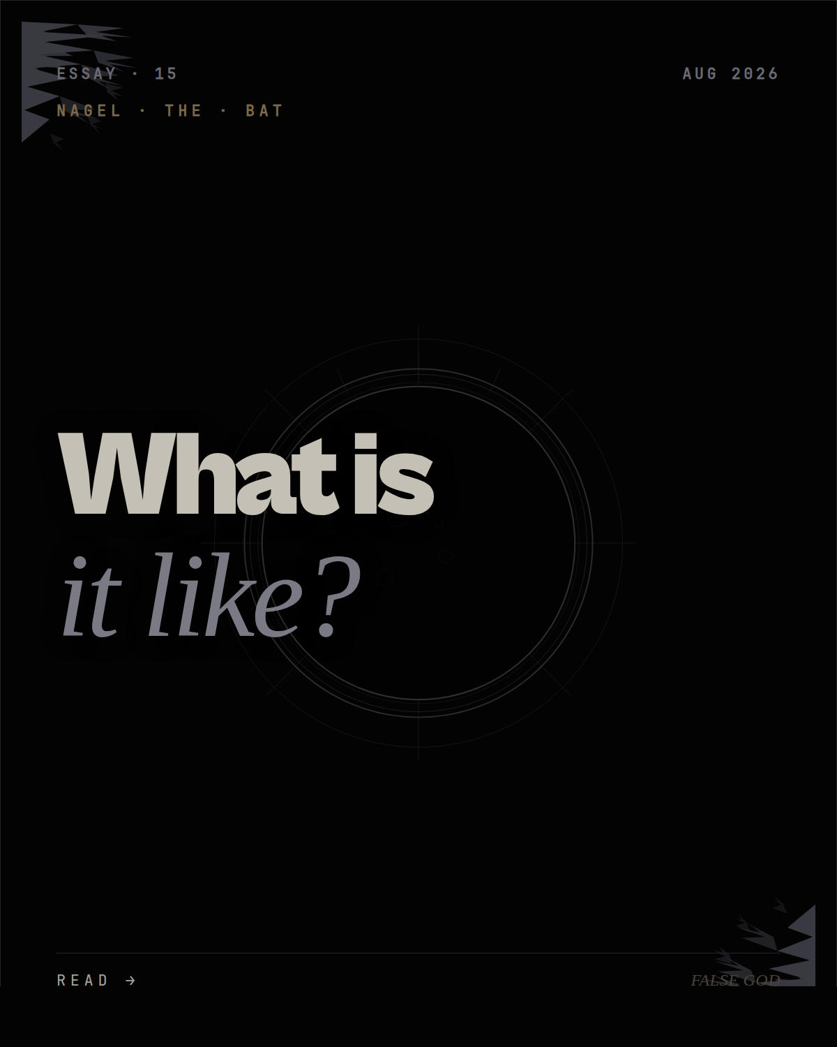 What is it like to be a bat? Nagel's question in 2026