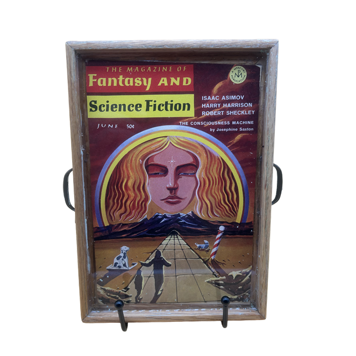 Science Fiction magazine cover tray