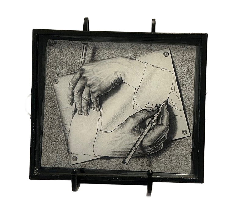 "Drawing Hands" Escher Tray