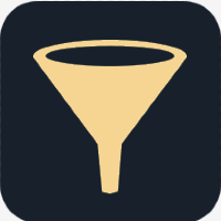 Icon of a cocktail glass or martini glass with a beige drink on a dark background.