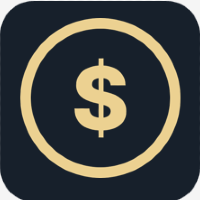 Icon of a dollar sign inside a circle on a dark background
