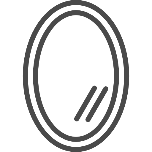 Black mirror with two parallel lines inside, resembling a screen or a button.