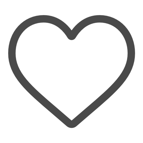 A black outline of a heart symbol on a white background