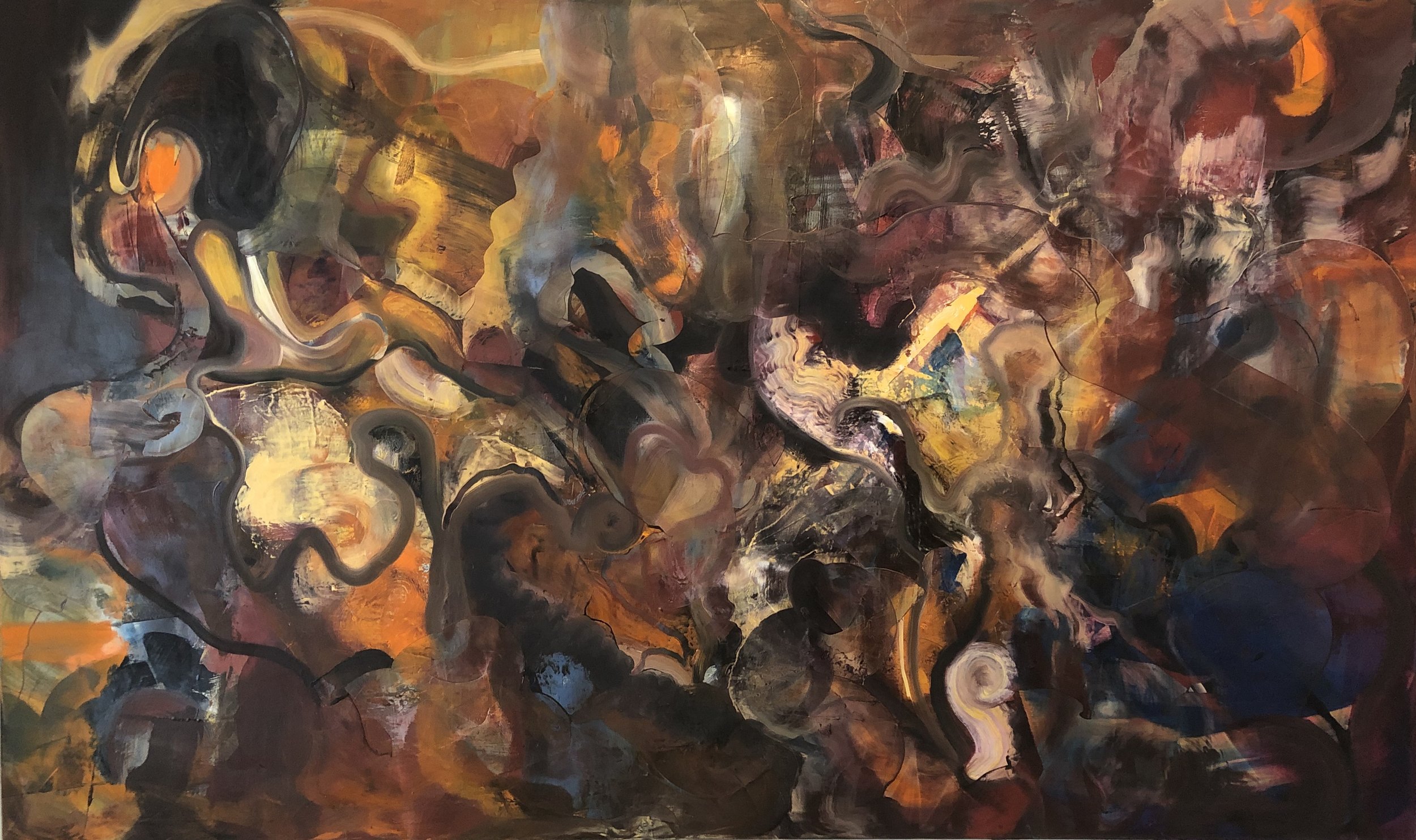 “Secrets When We Sleep” | 
Oil on canvas | 
36” x 60”