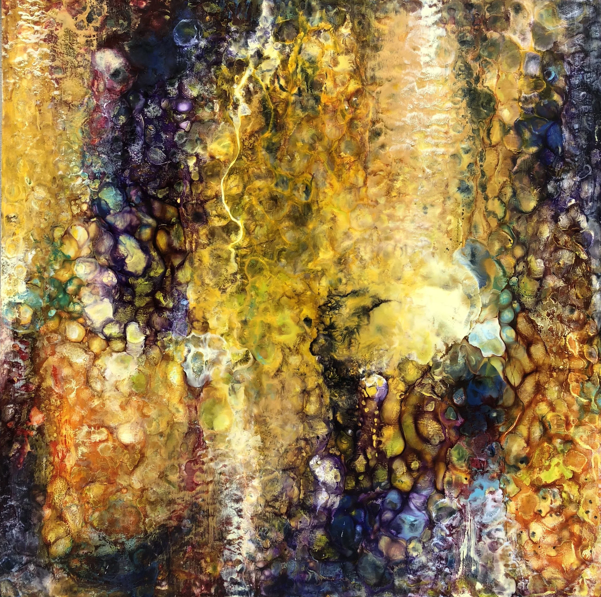 “Extraordinary Evidence” (SOLD) |
Encaustic and oil on wood panel | 
48” x 48”