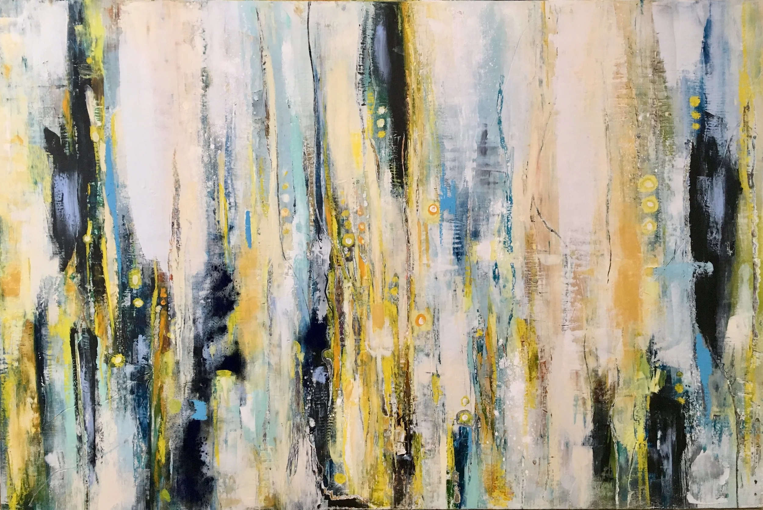 “Chivalry Among Spirits” | 
Cold wax and oil on wood panel | 
72” x 48”