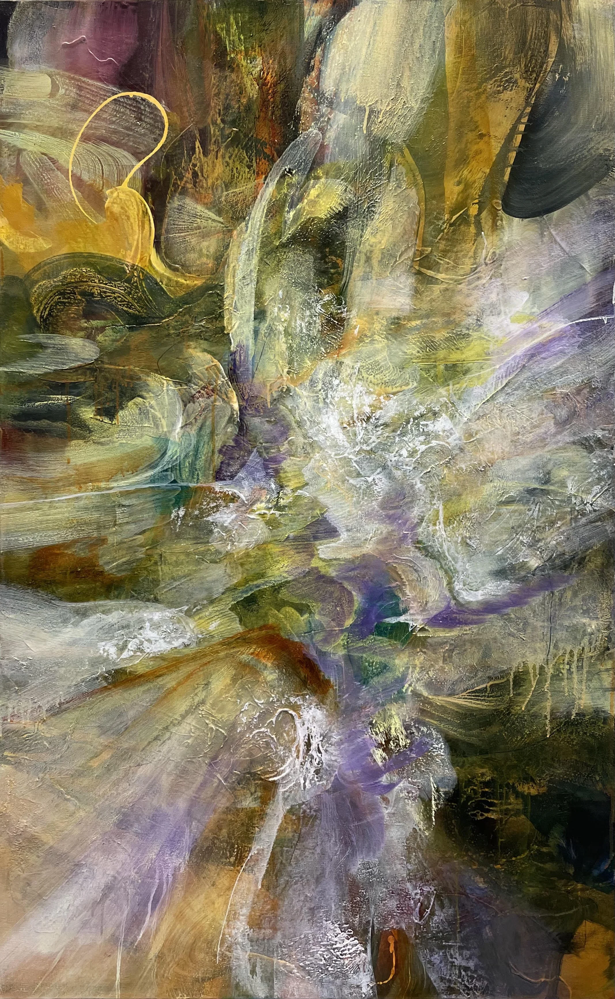 “Eternal Stasis” (SOLD) | 
Acrylic and mixed media on canvas | 
30” x 48”